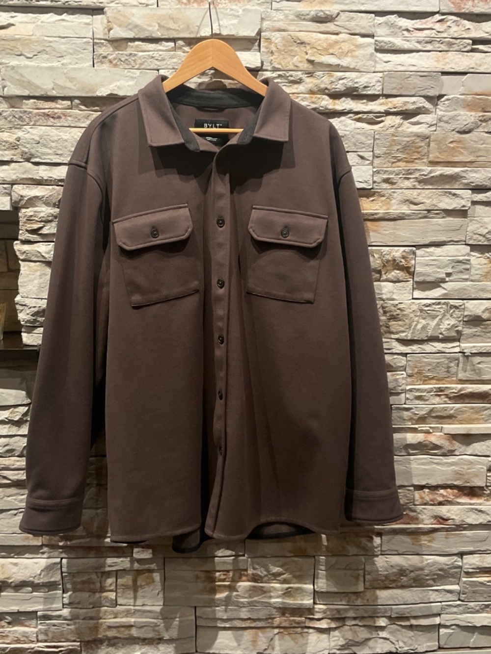 BYLT Premium Basics Coastal Men’s Overshirt Shacket , Dark Brown, Size XXL - Picture 4 of 7